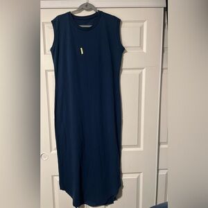 Frank & Eileen $178 Cory Vintage Muscle Tee Maxi Jersey Dress Deep Blue RARE (B)